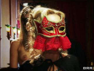 blonde milf served to the masked guests!