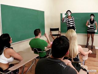 girl sucking mime teacher's cock