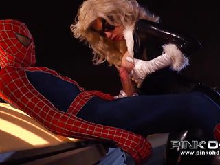 black cat gets fucked by spidey
